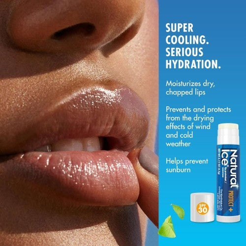 Lip Balm with Sunscreen SPF 30 - Natural Ice 0.16Oz Tube for Protection