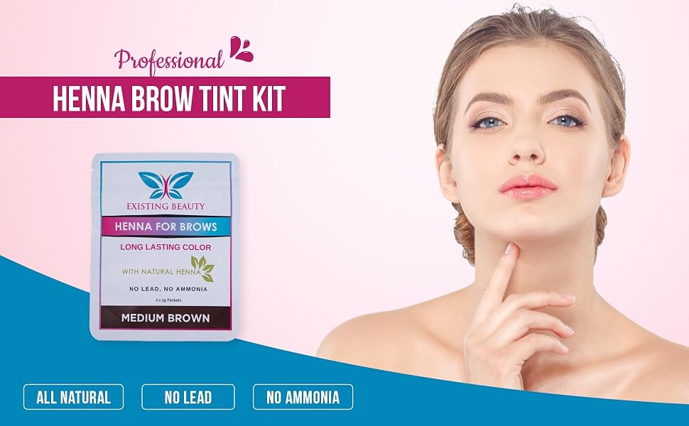 Medium Brown Eyebrow Henna Tint Kit for Natural, Long-Lasting Color