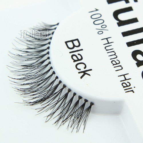 6 or 12 Pairs Human Hair False Eyelashes - Natural Look, Handmade
