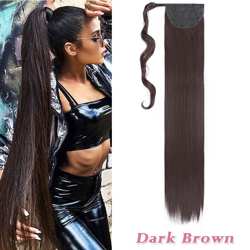 Clip-In Thick Hair Ponytail Extension - Real Human Hair, Various Lengths & Colors