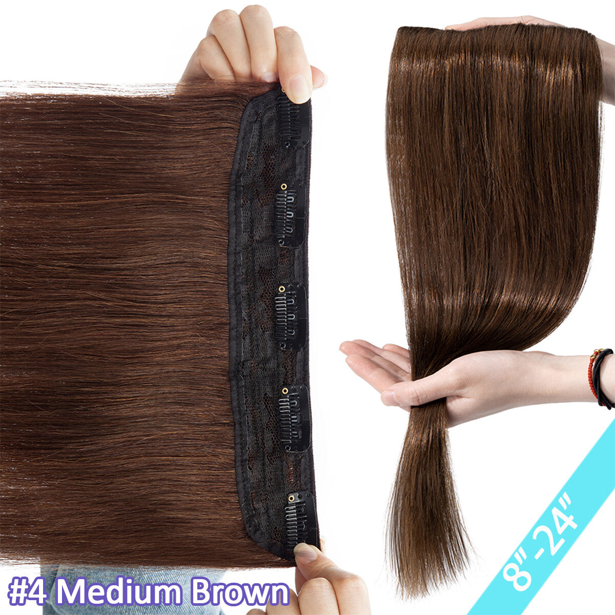 Women Clip-In Remy Human Hair Extensions Full Head Straight Ombre - Multiple Colors & Lengths