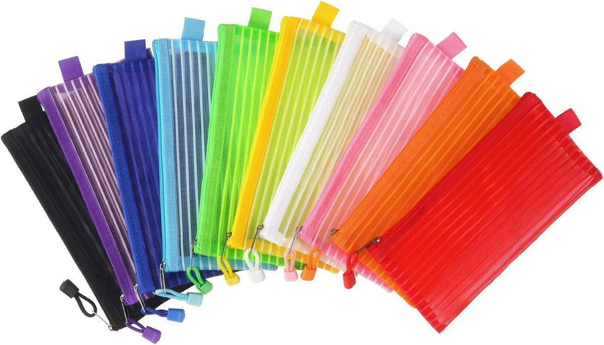 Colorful Travel Zipper Bags Set - Waterproof Organizer Pouches, 9x4.7 Inches