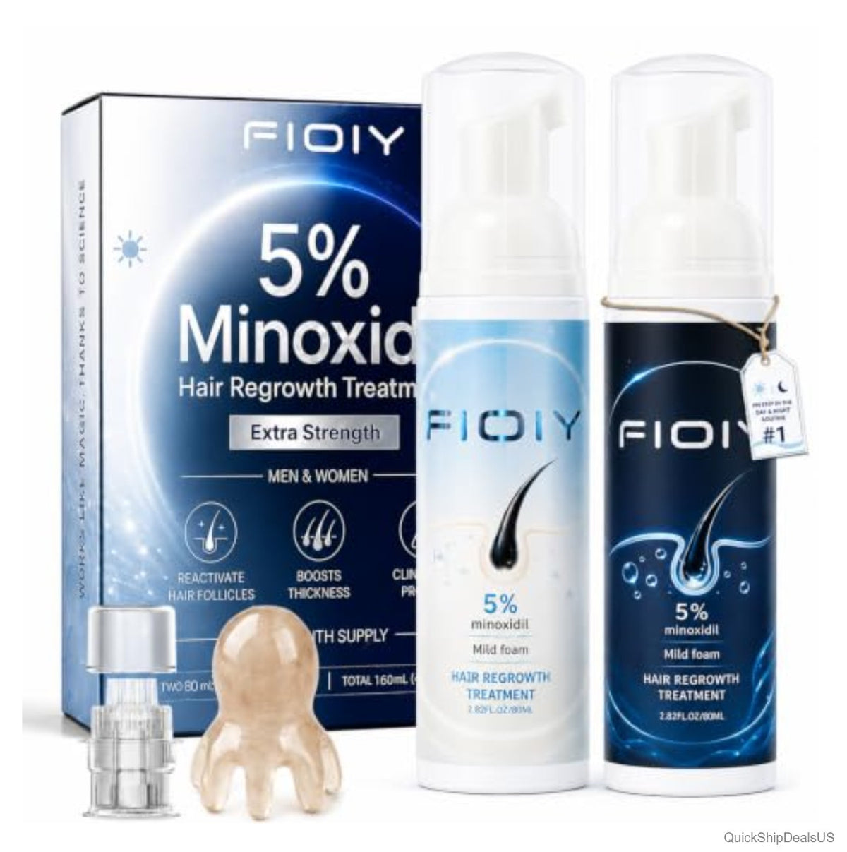 5% Minoxidil Foam For Hair Regrowth Men Women 160 mL 2 Bottles Scalp