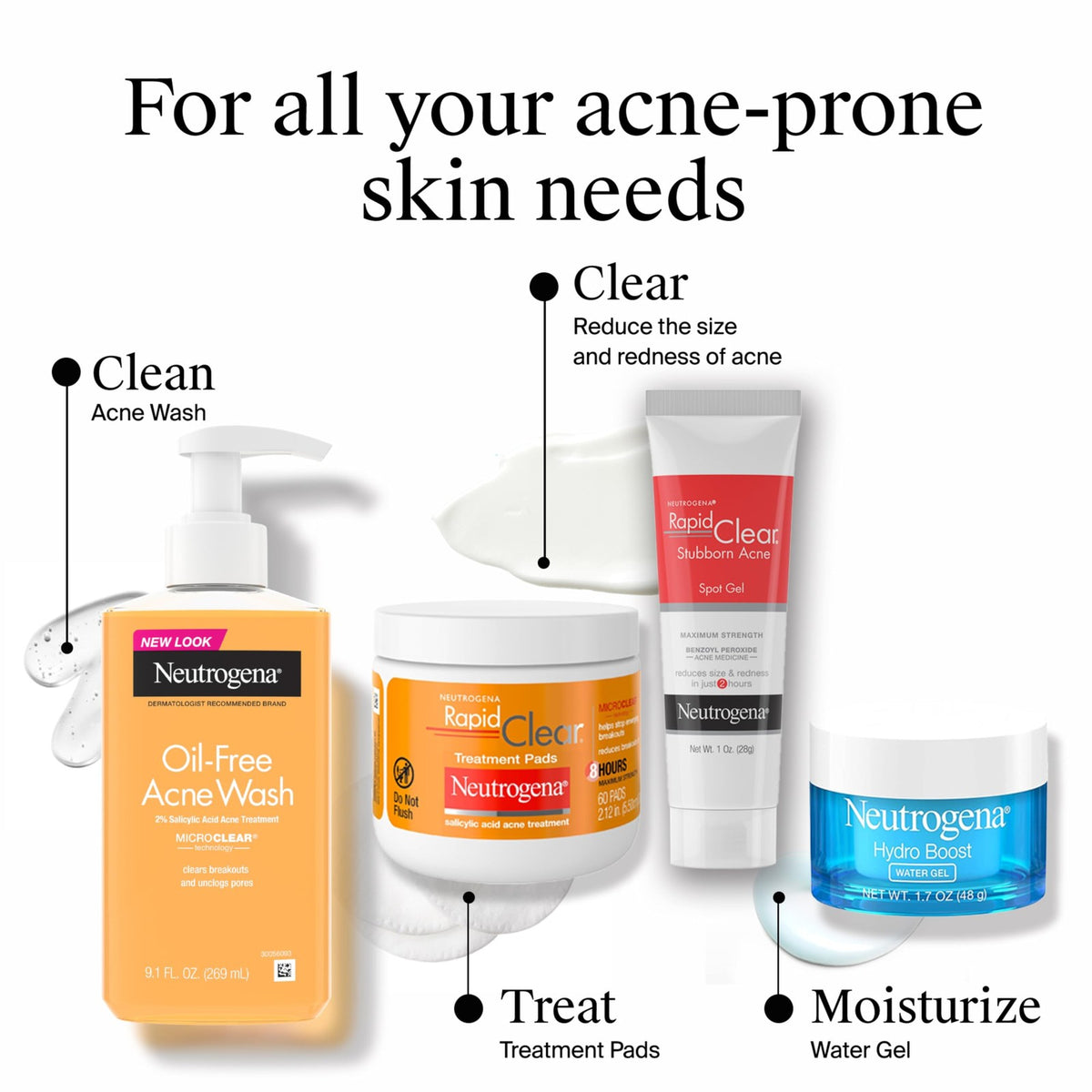 Neutrogena Acne Treatment Pads 60 Count - Fast-Acting Clear Skin Solution