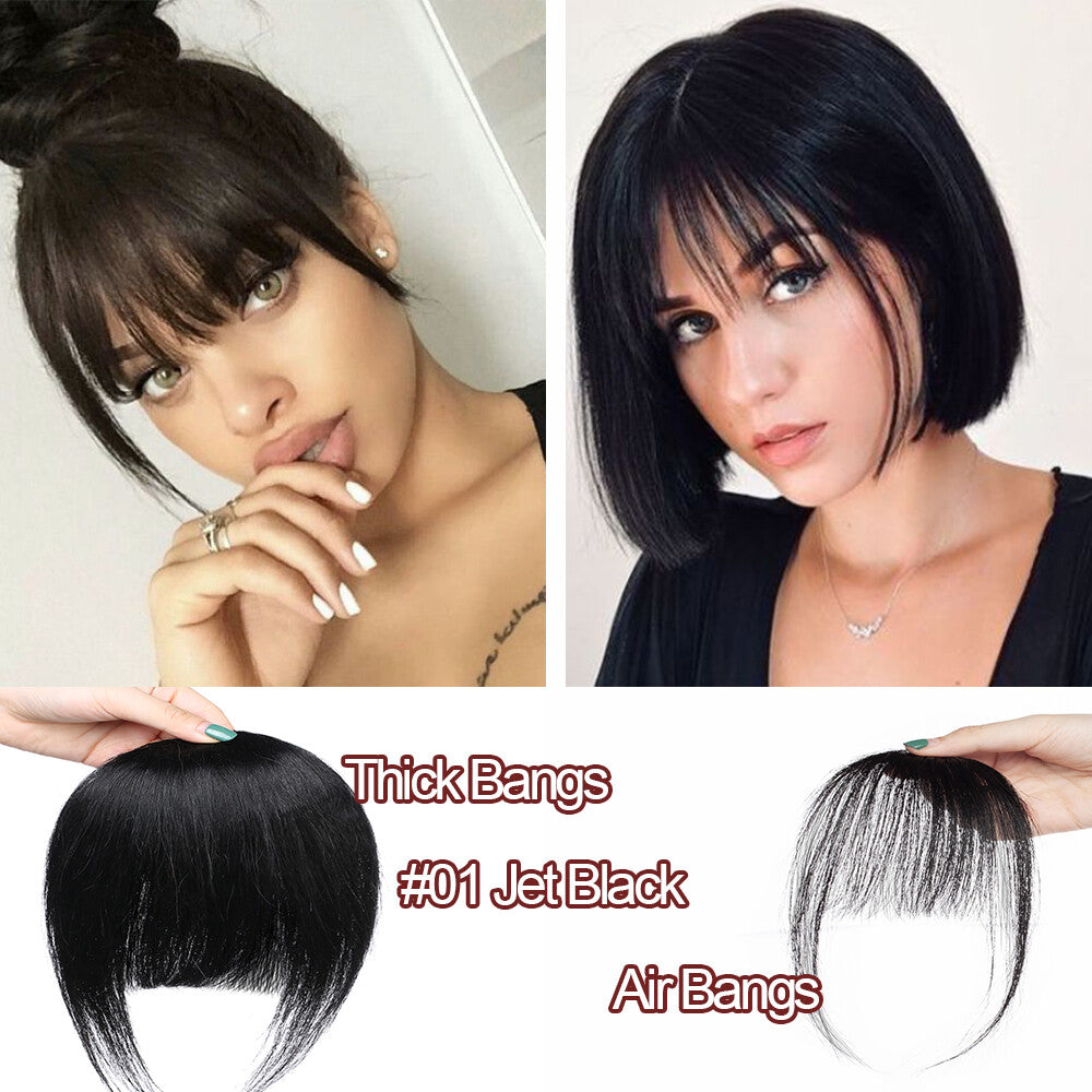Clip-In Human Hair Bangs Extensions - Thick, Wispy, French & Air Styles