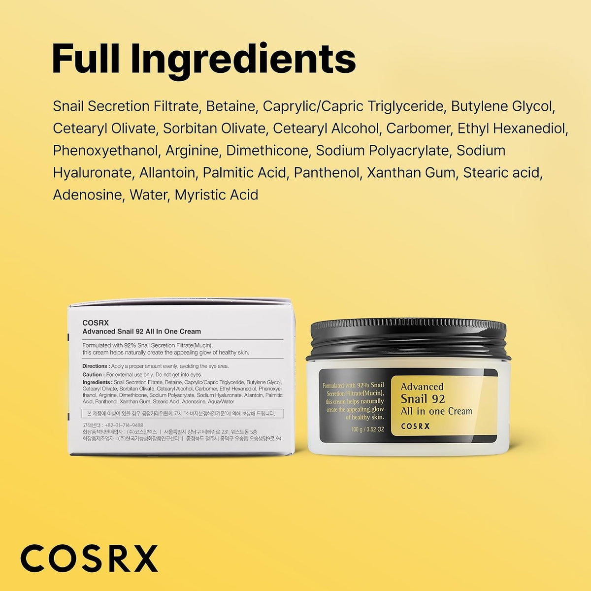 COSRX Advanced Snail 92 Cream 100g - 3 Pack