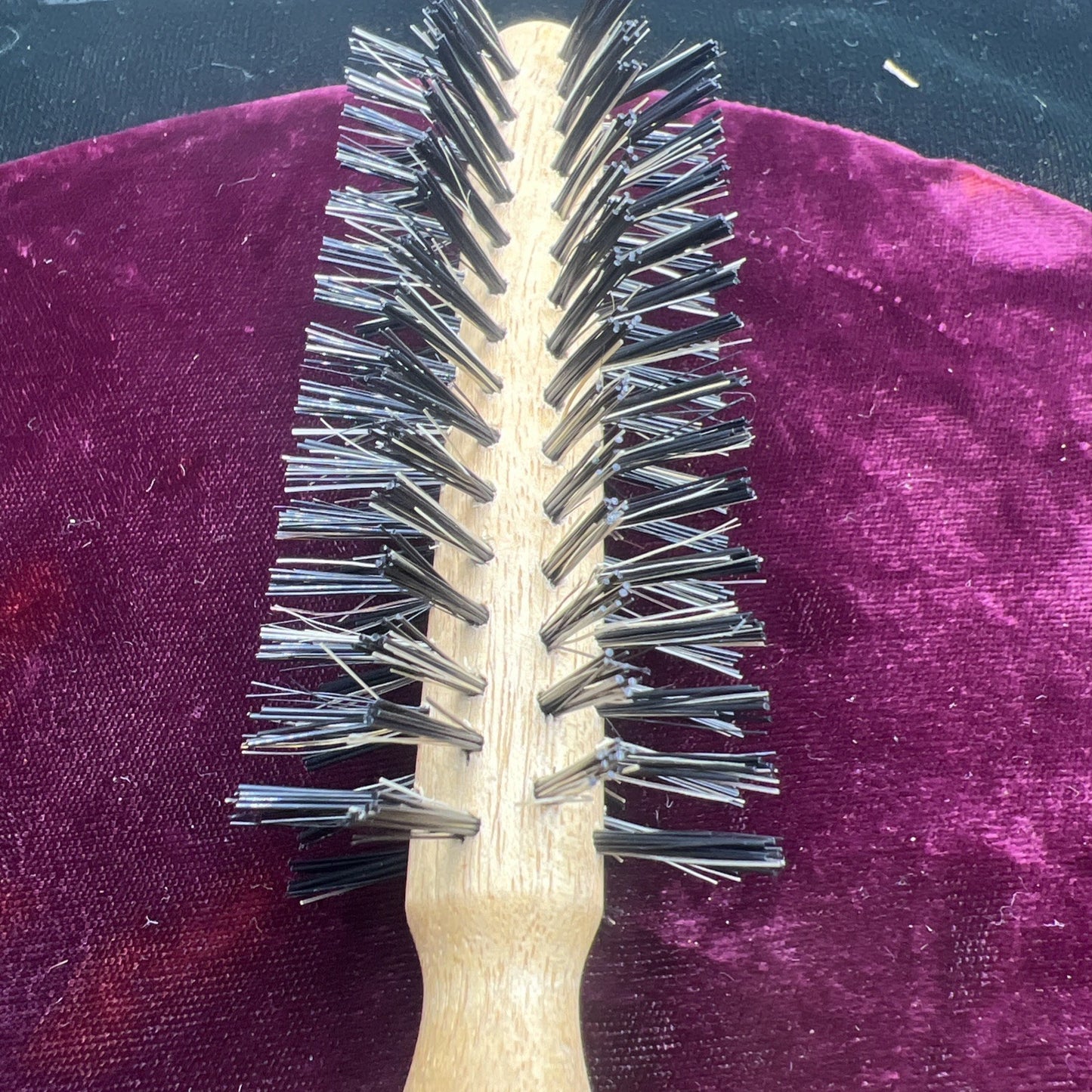 Conair Vintage Wooden Handle Thin Wire Bristle Round Hairbrush