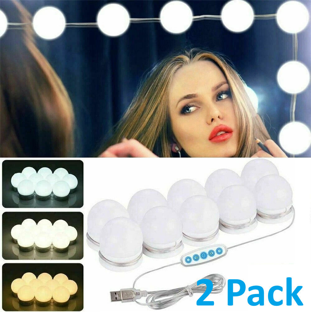 Makeup Mirror Light Kit with 10 Dimmable LED Bulbs - Hollywood Vanity Lighting