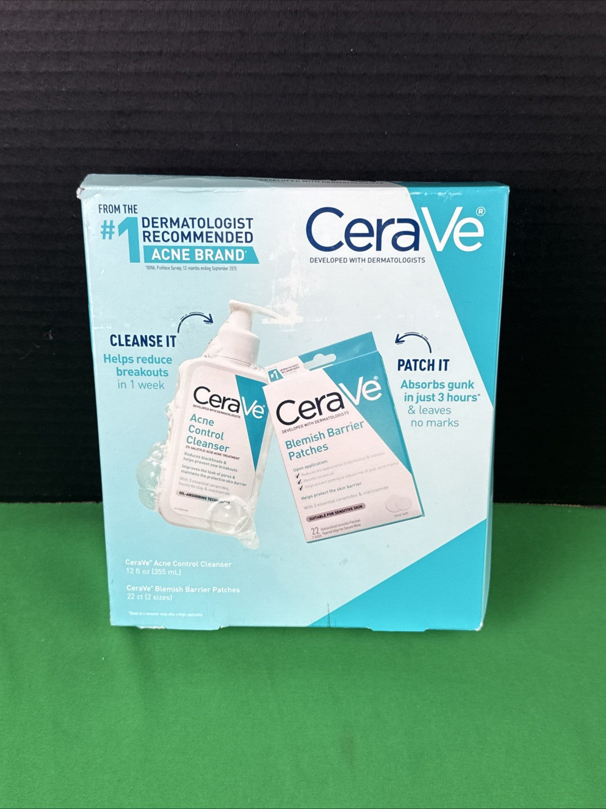 CeraVe Acne Control Cleanser & Blemish Barrier Patches Set - Dermatologist Developed