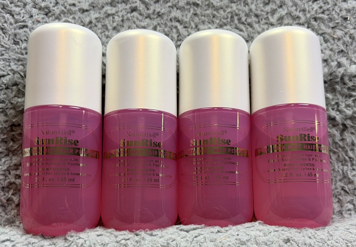 SunRise Hair Perfume Shine Enhancing Spray - All Hair Types, 4x 65ml Bottles