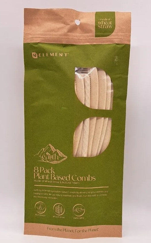 Plant-Based Combs Pack of 8 - Natural Wheat Straw Hair Grooming Tools