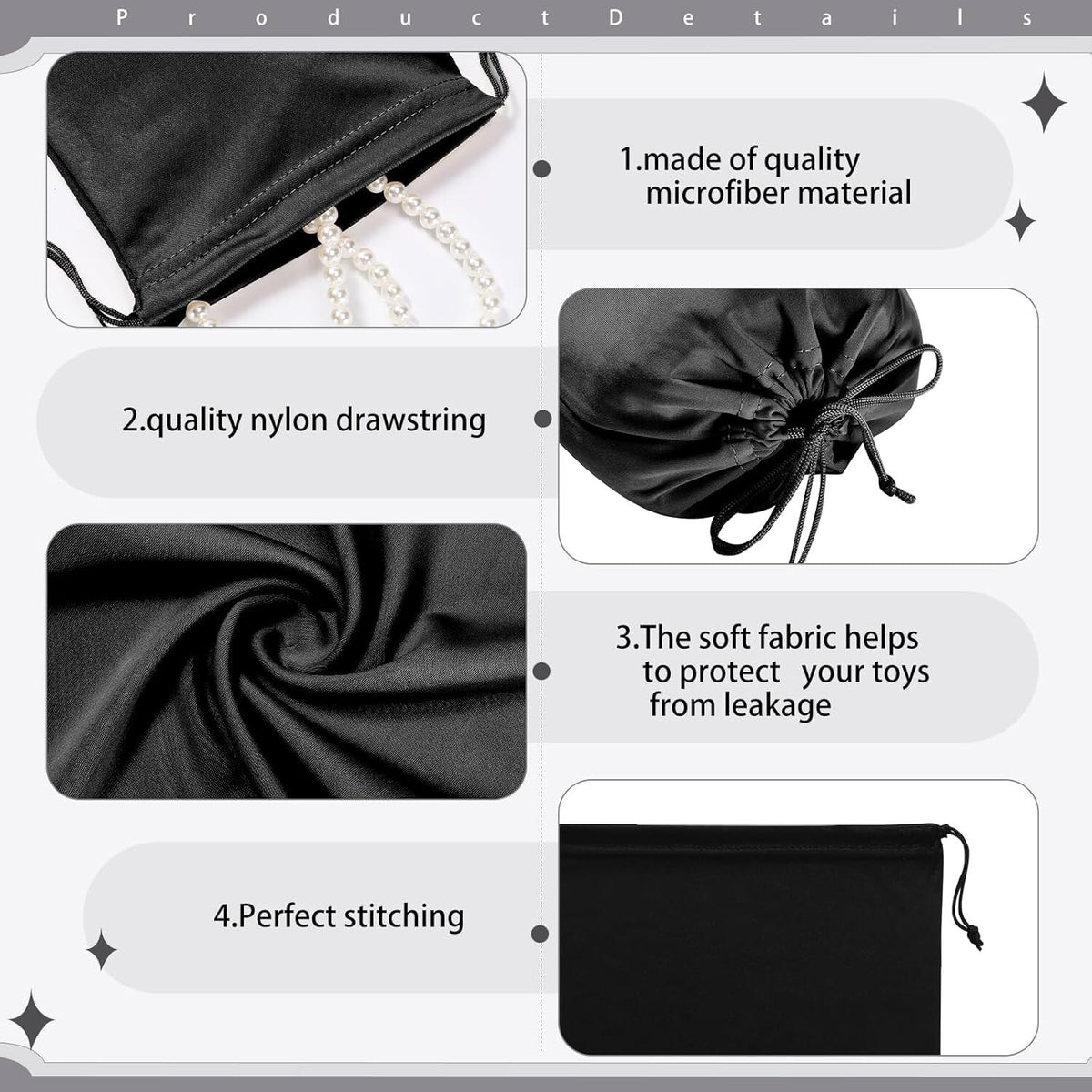 Microfiber Storage Bags with Drawstring - 20 Pack in Multiple Sizes for Privacy & Organization