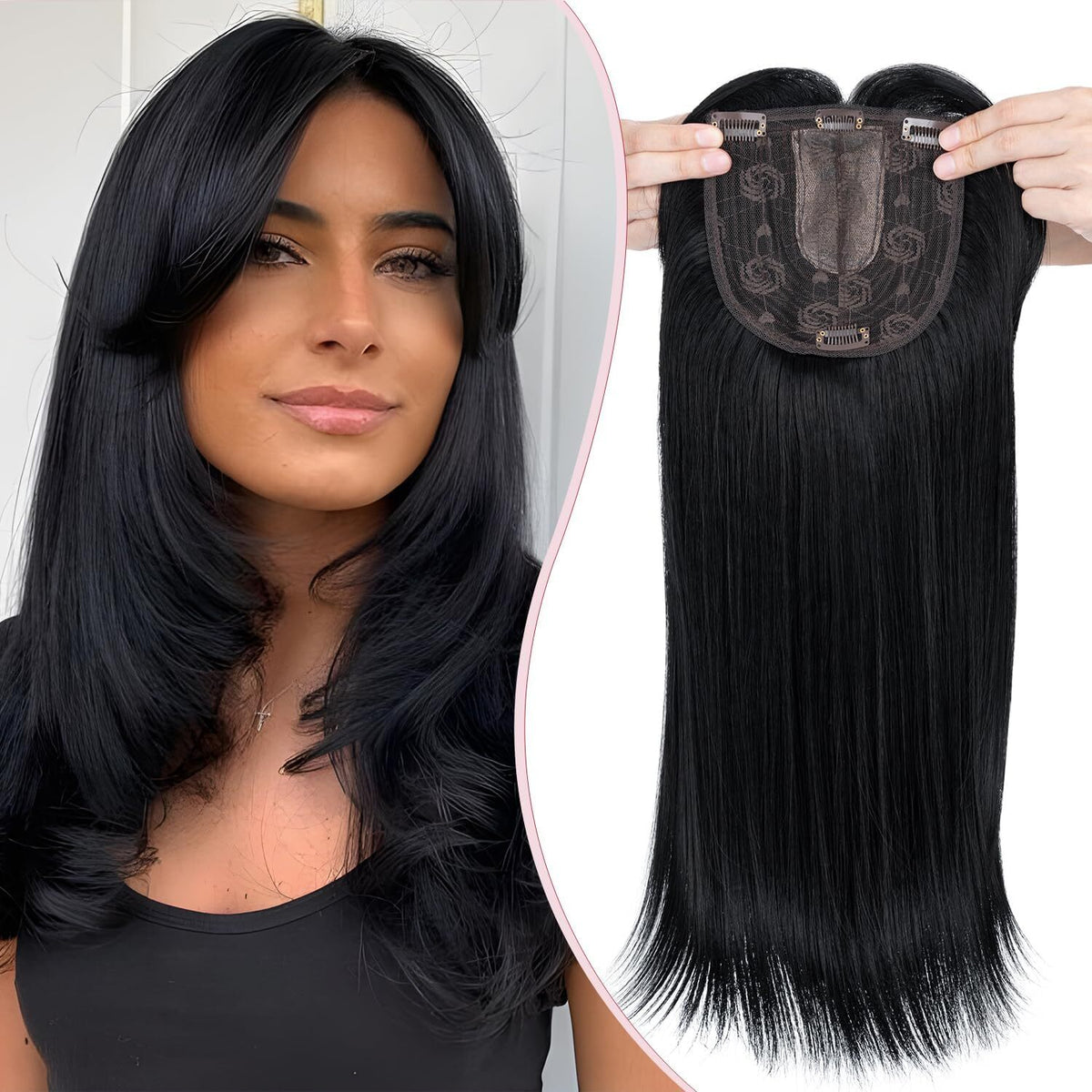 Women’s Clip-In Human Hair Topper with Hand-Tied Base - Water Wavy Style