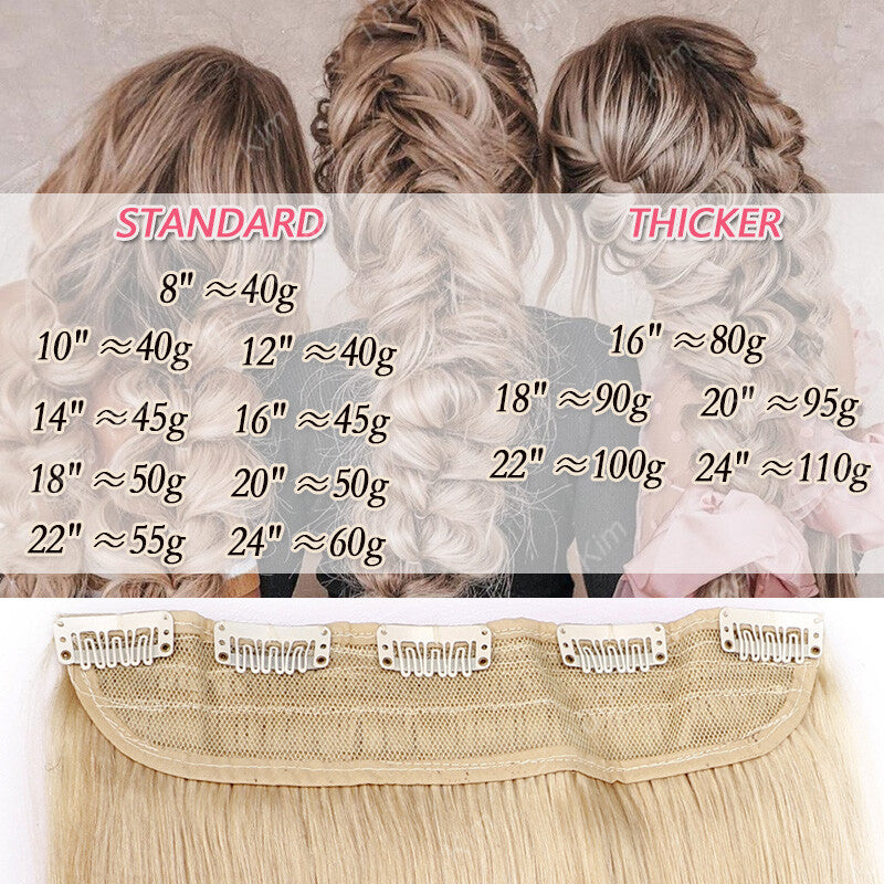 Remy Human Hair Clip-In Extensions 3/4 Full Head - Multiple Colors & Lengths