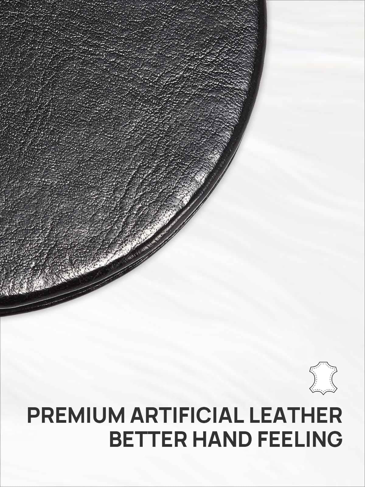 10X Magnifying Compact Mirror with PU Leather - Portable Round Black Vanity