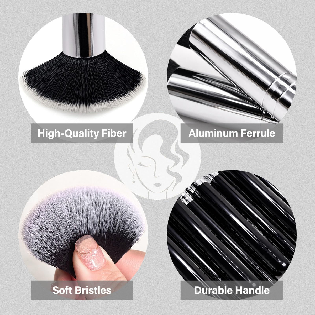 Professional Makeup Brush Set 25 Pcs with Sponges & Puff for Flawless Face & Eye Makeup