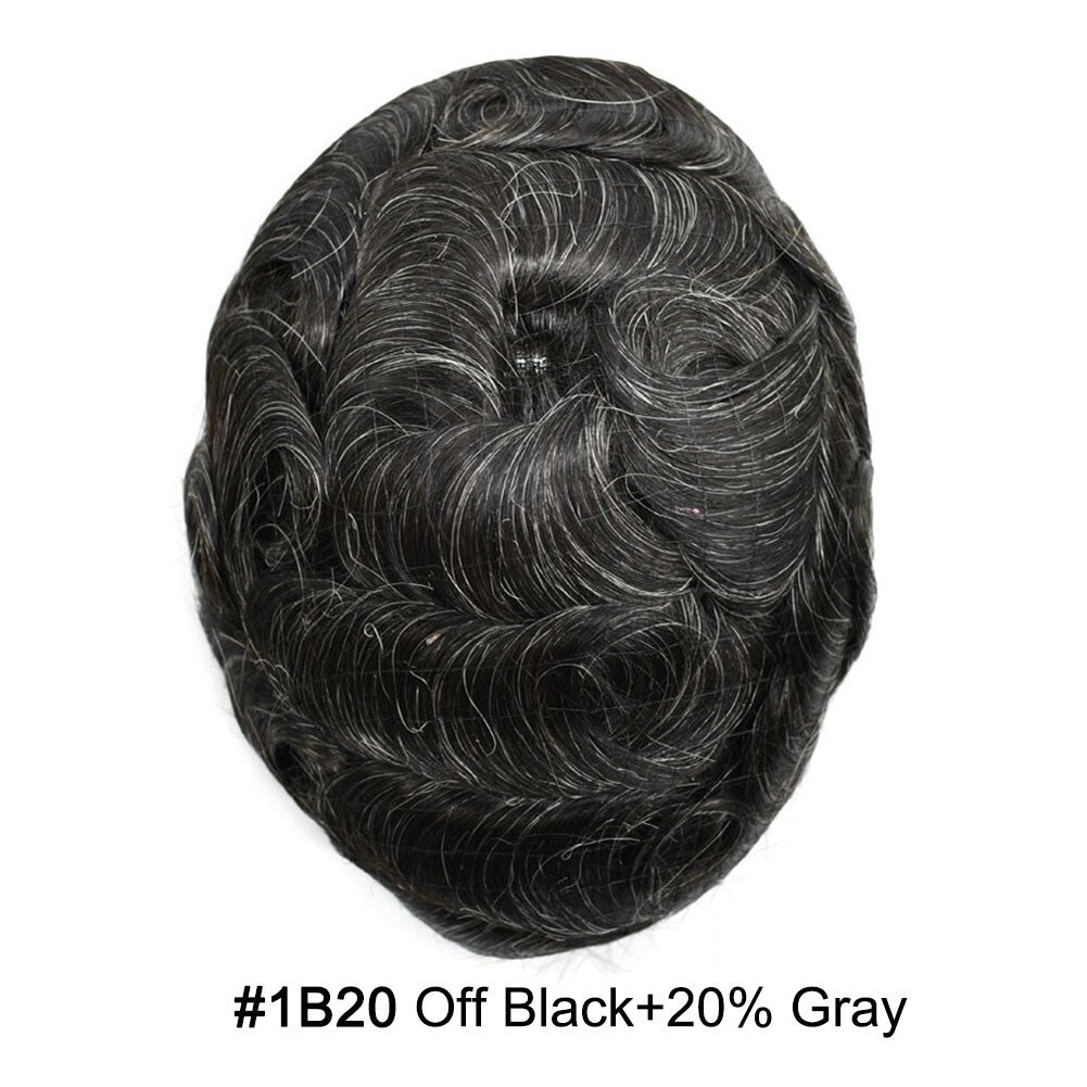 Men's Human Hair Toupee with Mono Lace Front & Customizable Sizes - Natural Look & Durable