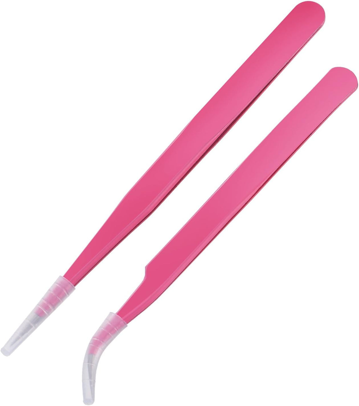 Pink Eyelash Extension Tweezers Set with Cloth Bag - Stainless Steel, 3 Pieces