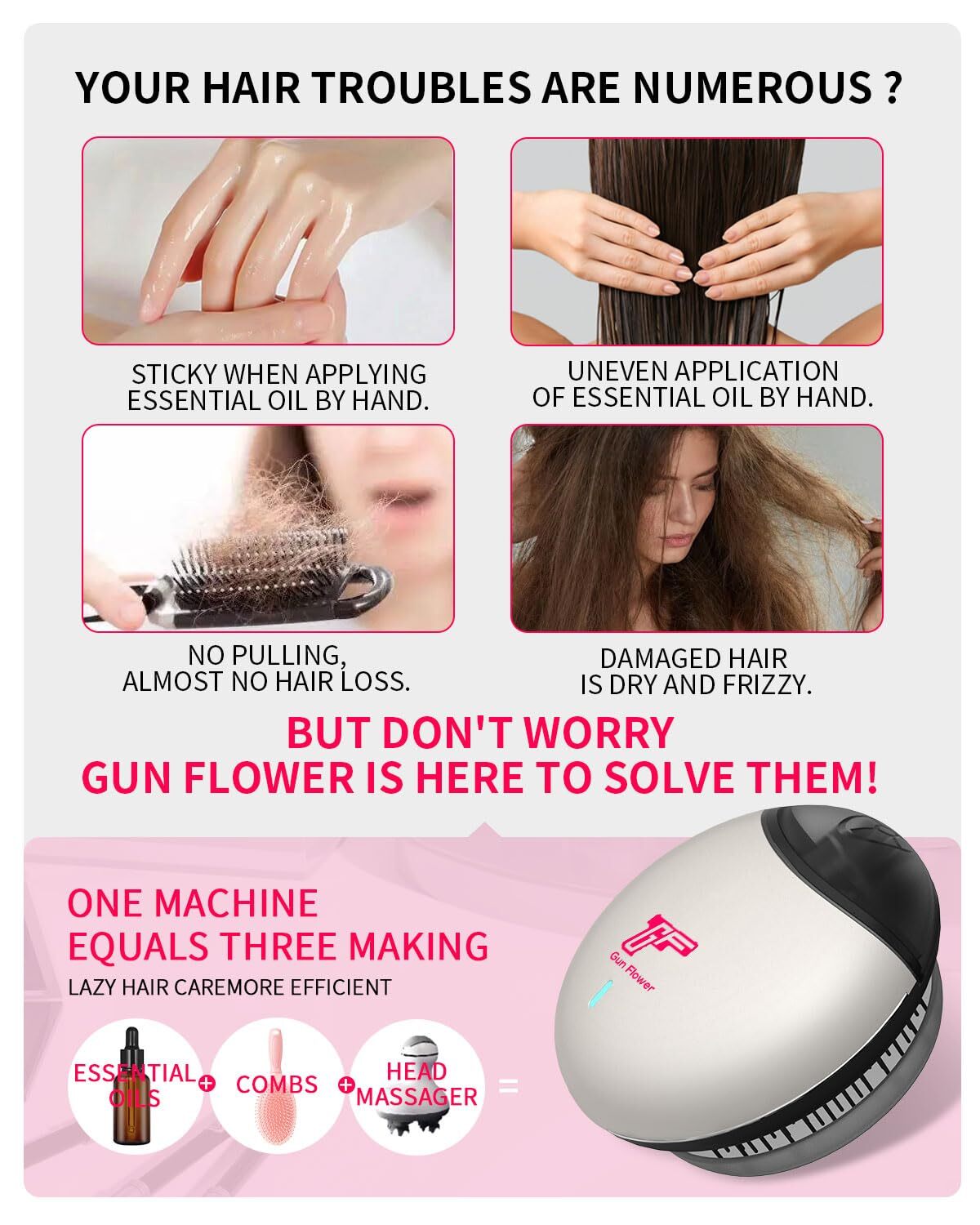 Essential Oil Mist Hair Brush with Negative Ions, Travel Hair Comb & Massager