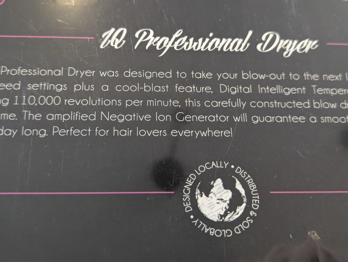 Professional Ionic Digital Hair Dryer - Black, 110,000 RPM, Self-Cleaning