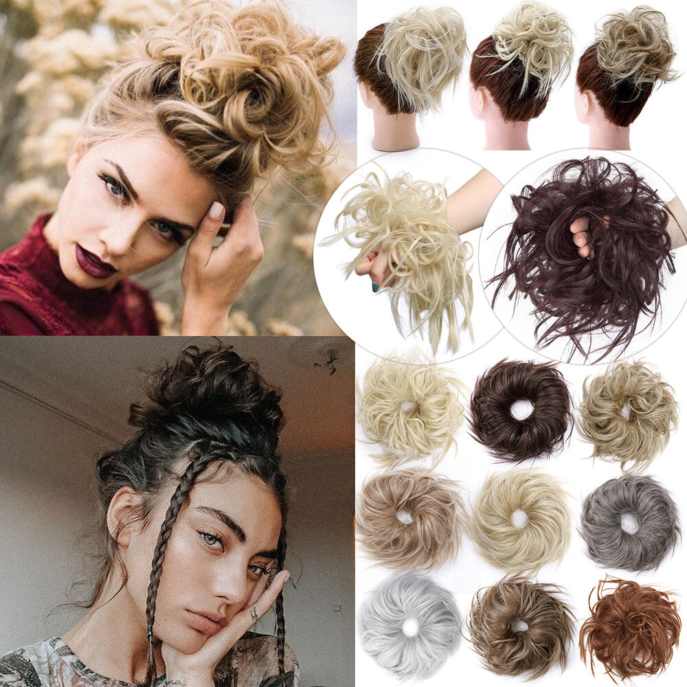Messy Bun Scrunchie Hair Extensions for Updo Cover - Voluminous Synthetic Fiber