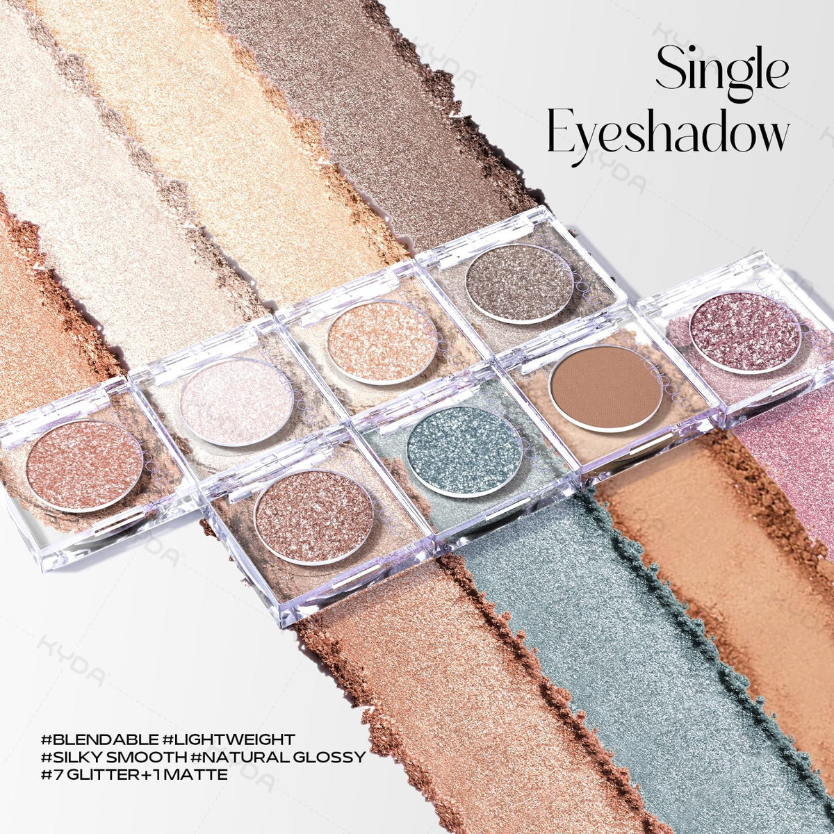 Glitter Eyeshadow - Pale Champagne Silver, Long-Lasting Blendable Makeup