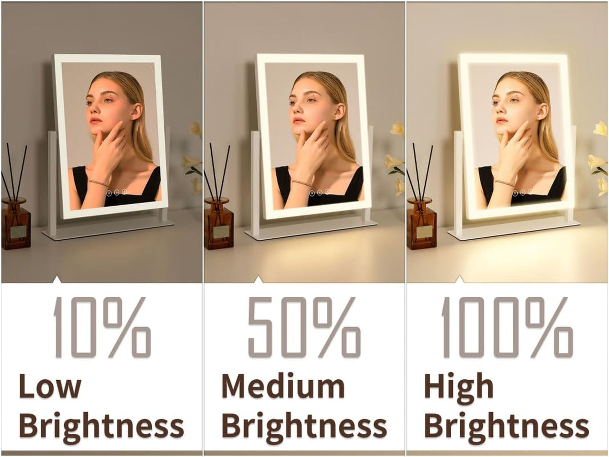 Lighted Vanity Mirror with Lights, 16.7x13.2 Inches, Dimmable & 3 Color Modes