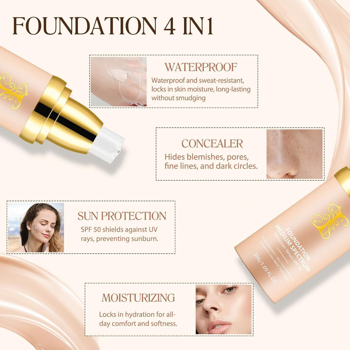 Concealer Foundation 4-in-1 SPF 50 Medium Spectrum Natural Coverage