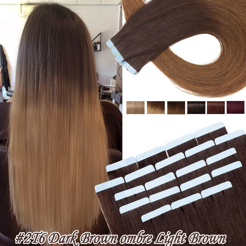 Full Head Skin Weft Tape-In Hair Extensions - Remy Human Hair, Thick & Natural