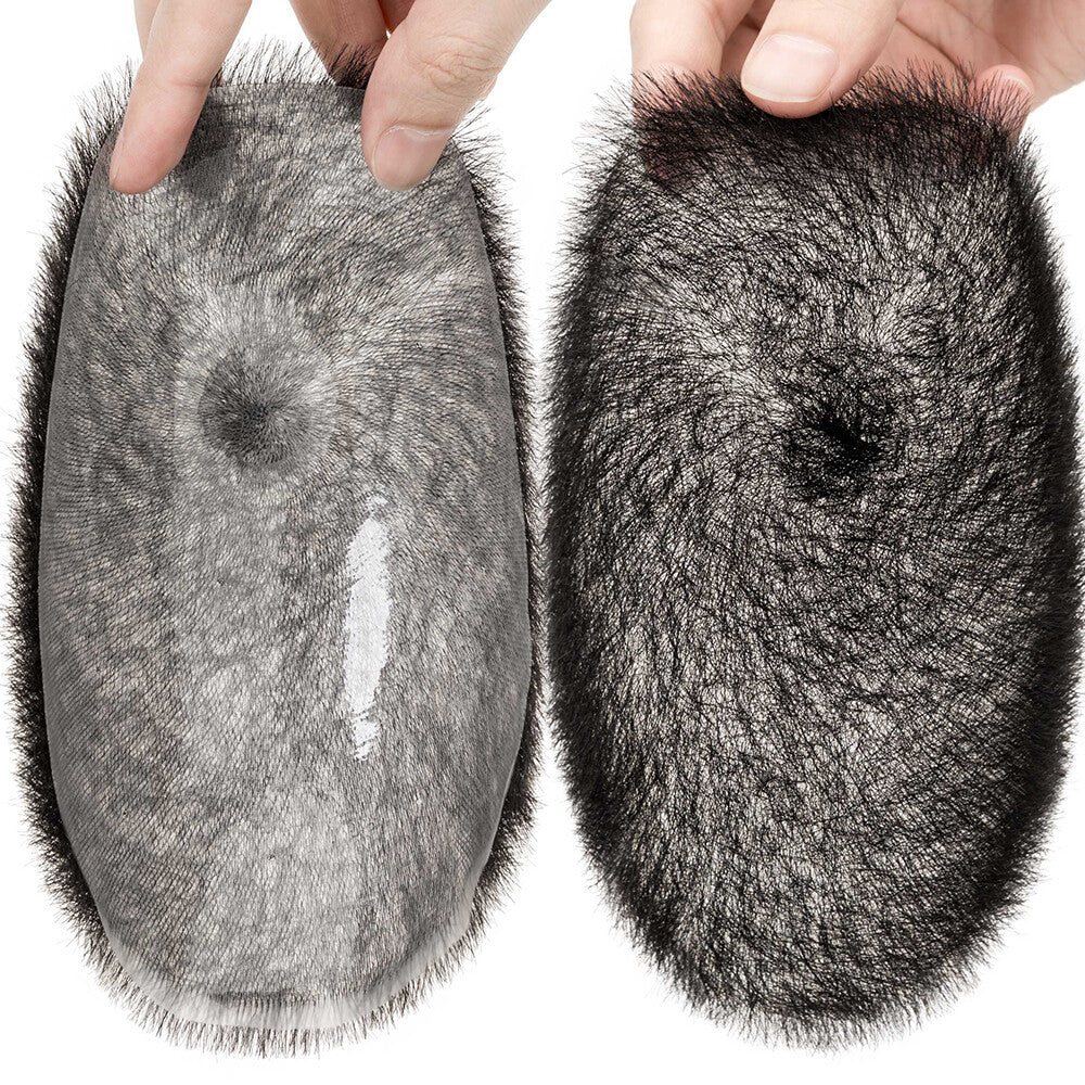 Men's Thin Skin Hair Replacement Toupee Human Hair System with Full PU Base