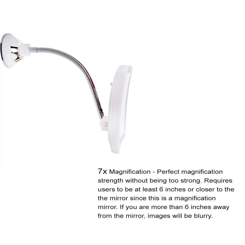 LED Lighted Makeup Mirror with 7X Magnification and Adjustable Gooseneck