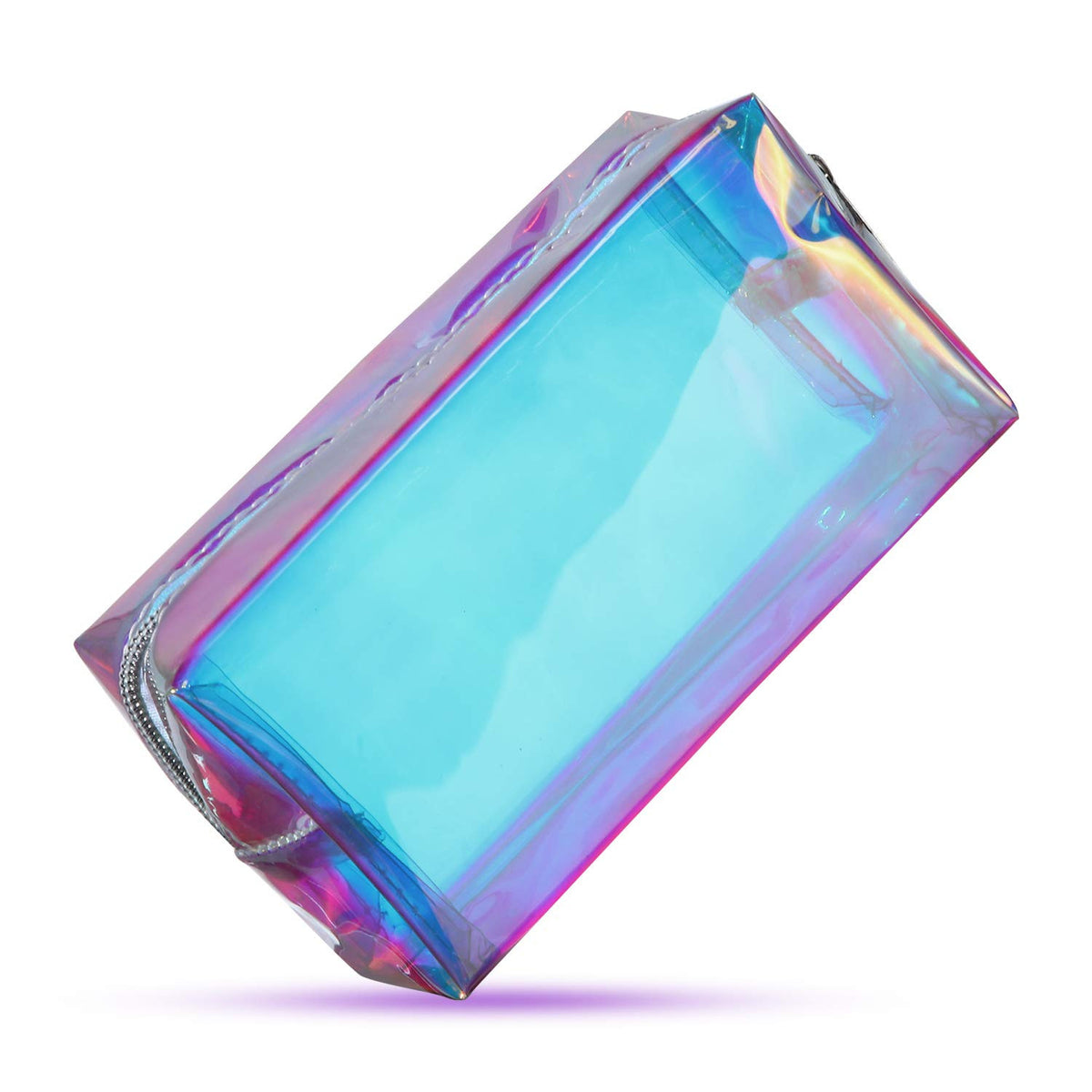 Clear Iridescent Holographic Makeup Bag Glitter Travel Cosmetic Pouch 2 Pack