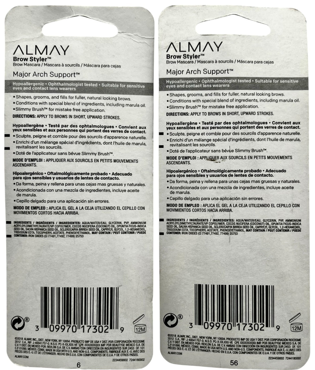 Eyebrow Gel Mascara for Shaping & Grooming - Hypoallergenic, 2 Pack