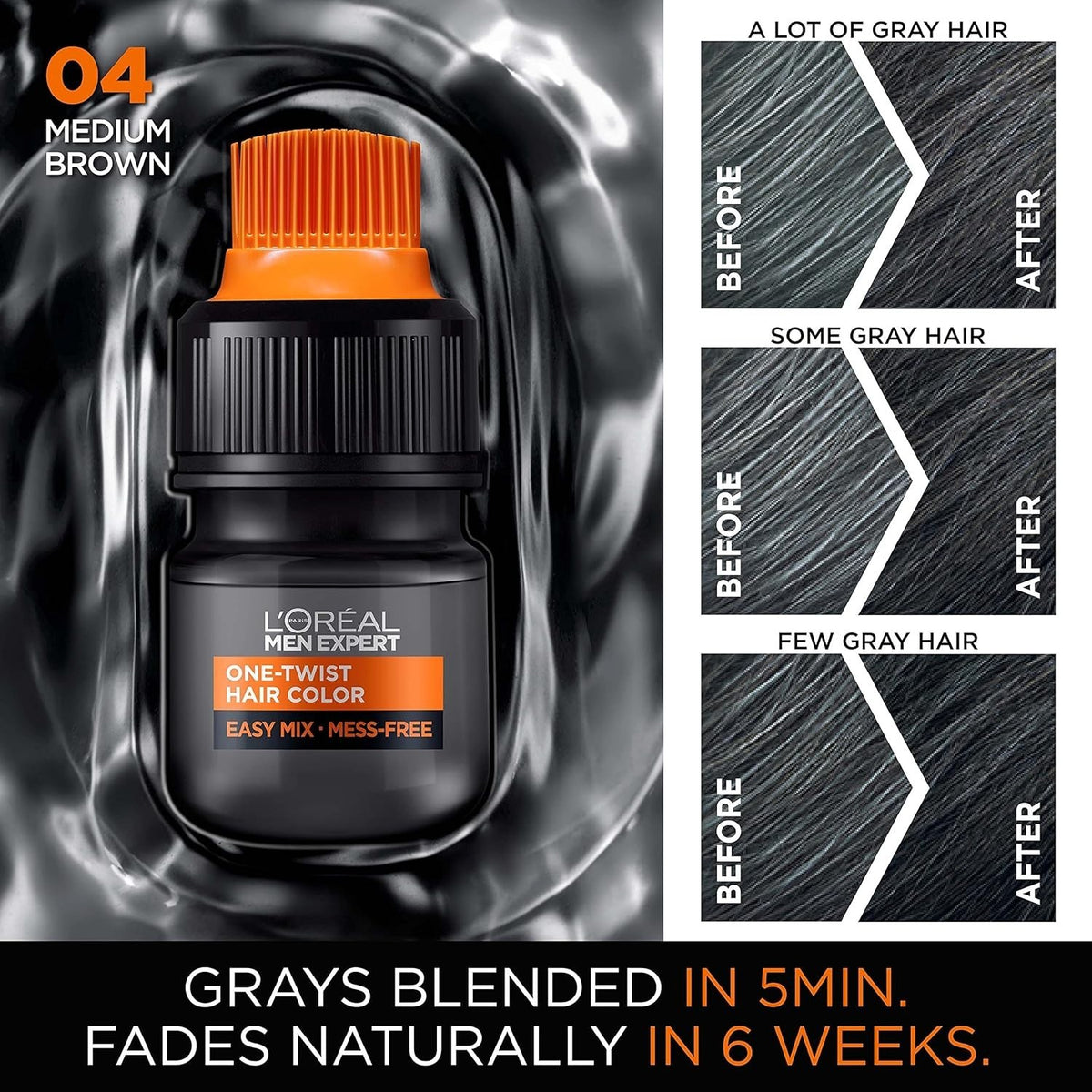 Men's Hair Color - Medium Brown 04 - 5-Minute Gray Coverage