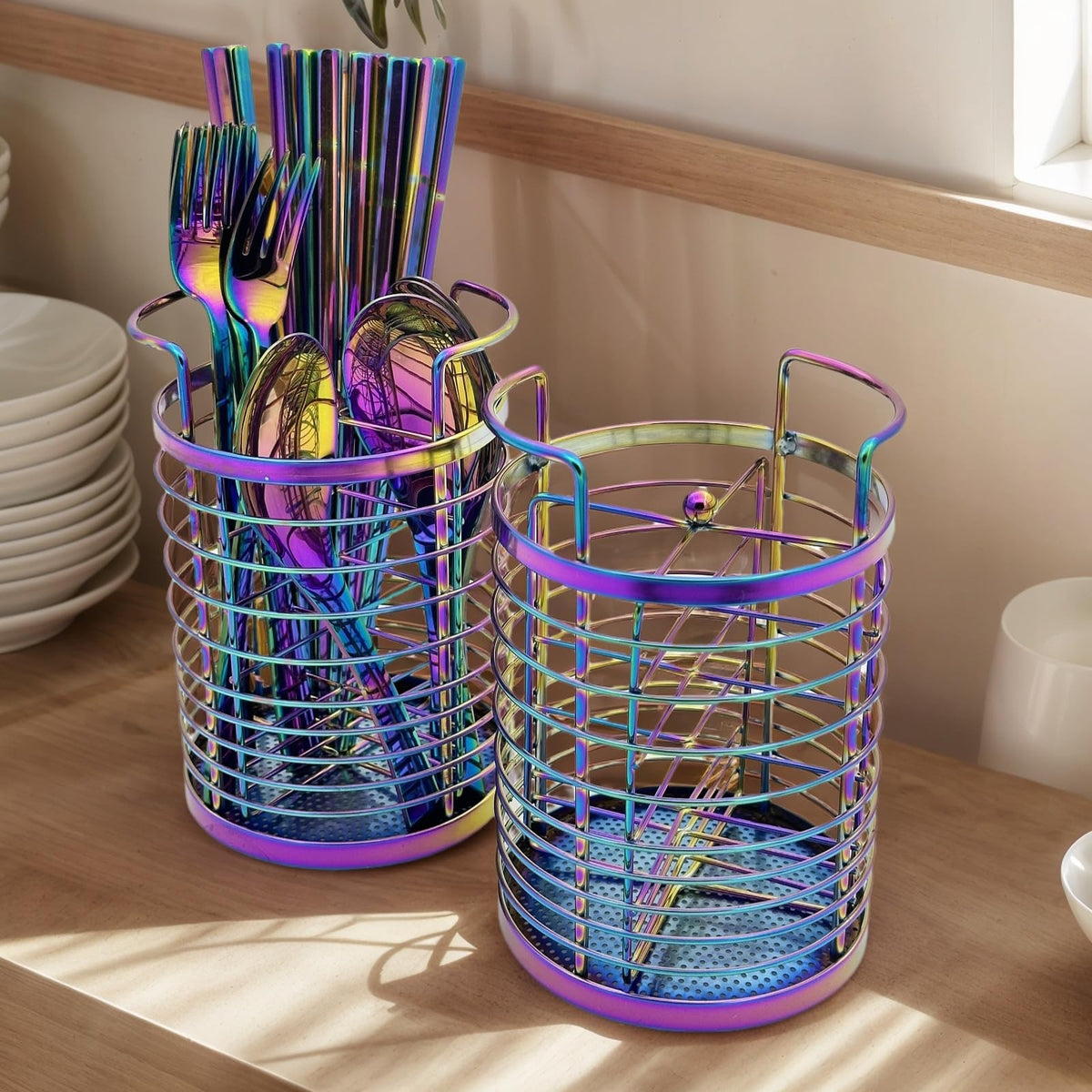 Rainbow Makeup Brush Holder Organizer with Removable Compartments
