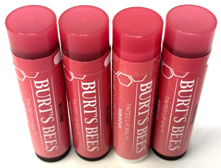 Set of 4 Burt's Bees Tinted Lip Balms Hibiscus 0.15 oz Sealed
