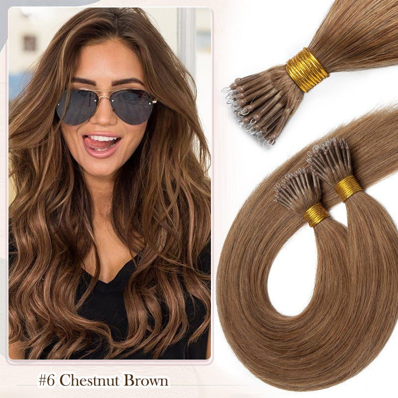 Nano Beads Hair Extensions 100% Remy Human Hair Balayage Ombre Blonde