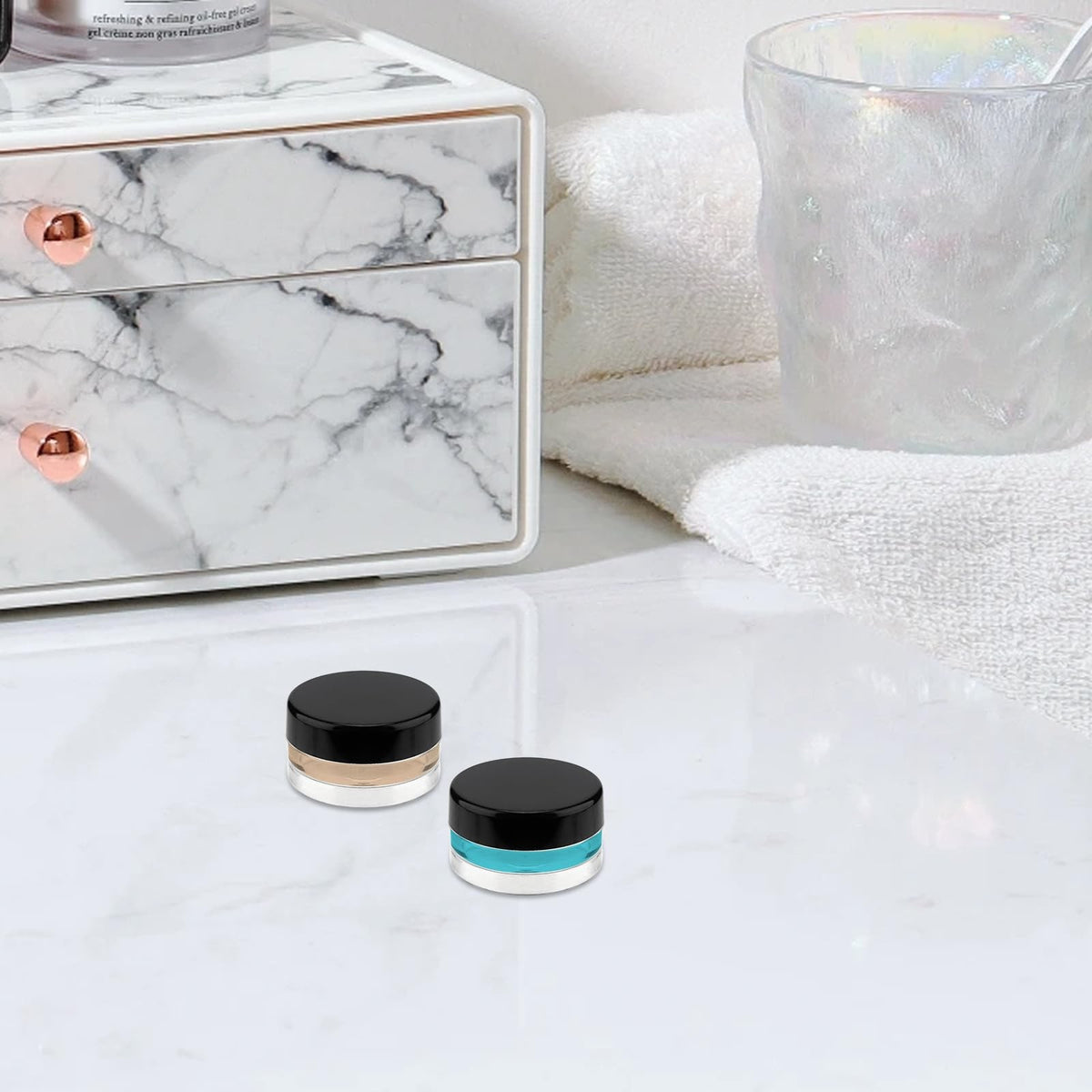 Plastic Makeup Sample Jars - 200 Clear 3ml Containers with Black Lids