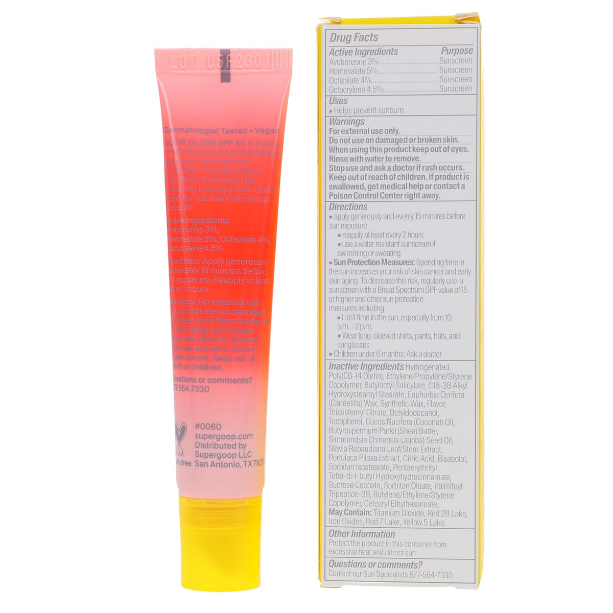 Supergoop! Glow Gloss Strawberry SPF 40 Lip Gloss 0.15 oz - Hydrating Sun Protection