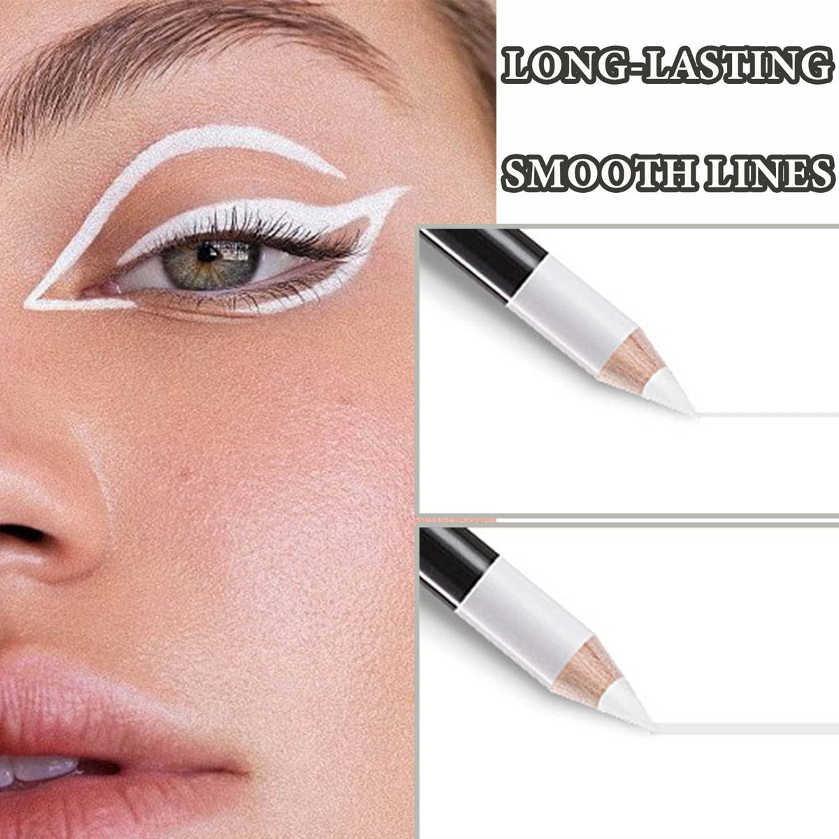 White Eyeliner Pencils Set - Long Lasting Waterproof Makeup 12 Pack