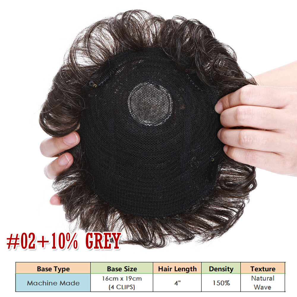 Men's Human Hair Toupee V Loop Hair Replacement System - Natural Look