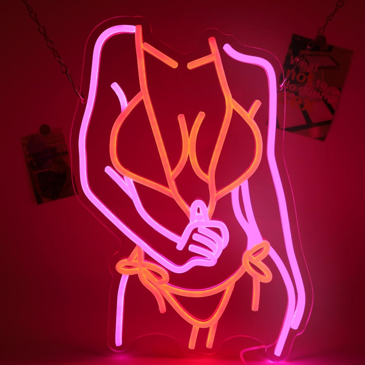 Pink Neon Sign for Bedroom Bar Salon - Ladies Body Silhouette Wall Decor