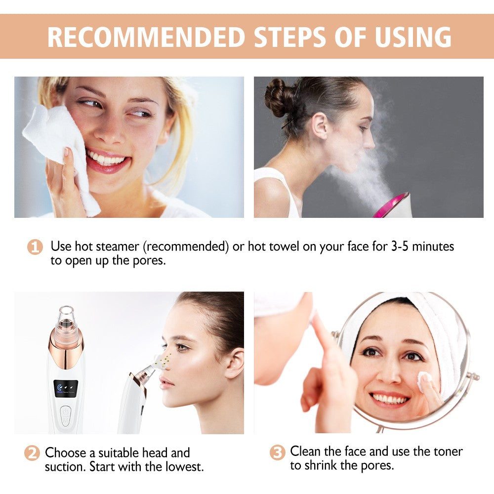 Electric Blackhead Remover Vacuum for Face - Pore Pimple Acne Skin Cleansing