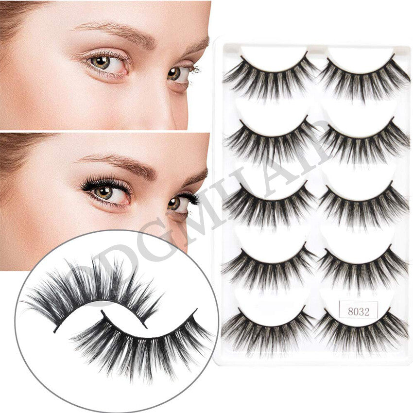 3D Mink False Eyelashes Long Thick Wispy Fluffy Strip Lashes 5 Pairs