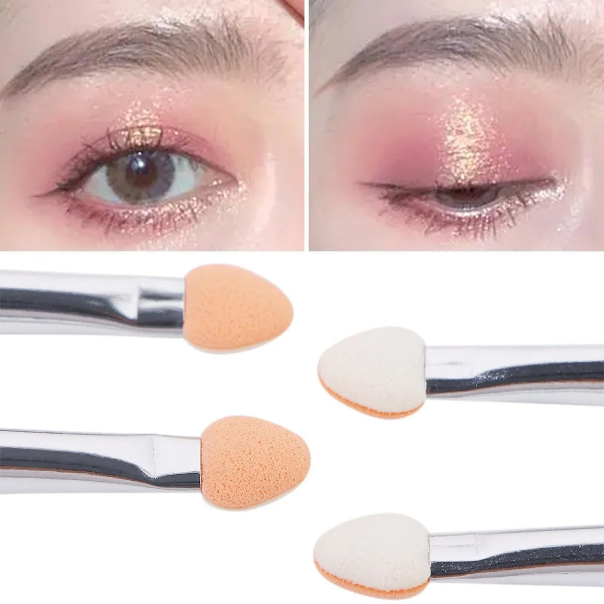 20 Pcs Eyeshadow Makeup Brush Set with Eyebrow Applicators - Gold