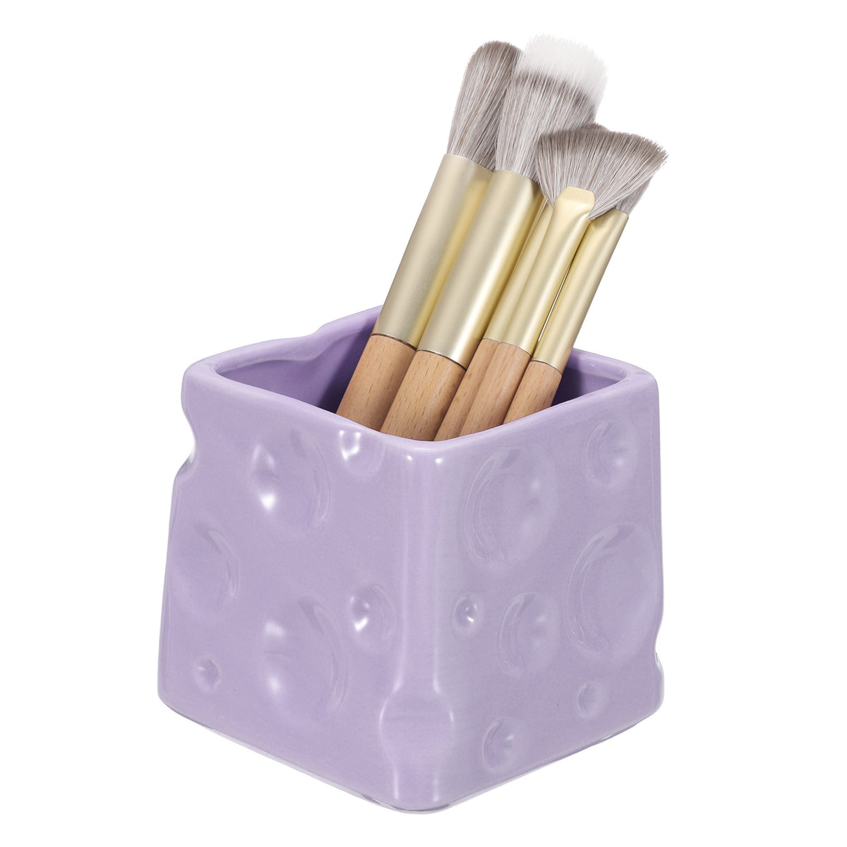 Ceramic Makeup Brush Organizer 3 Inch Light Purple Cosmetic Holder