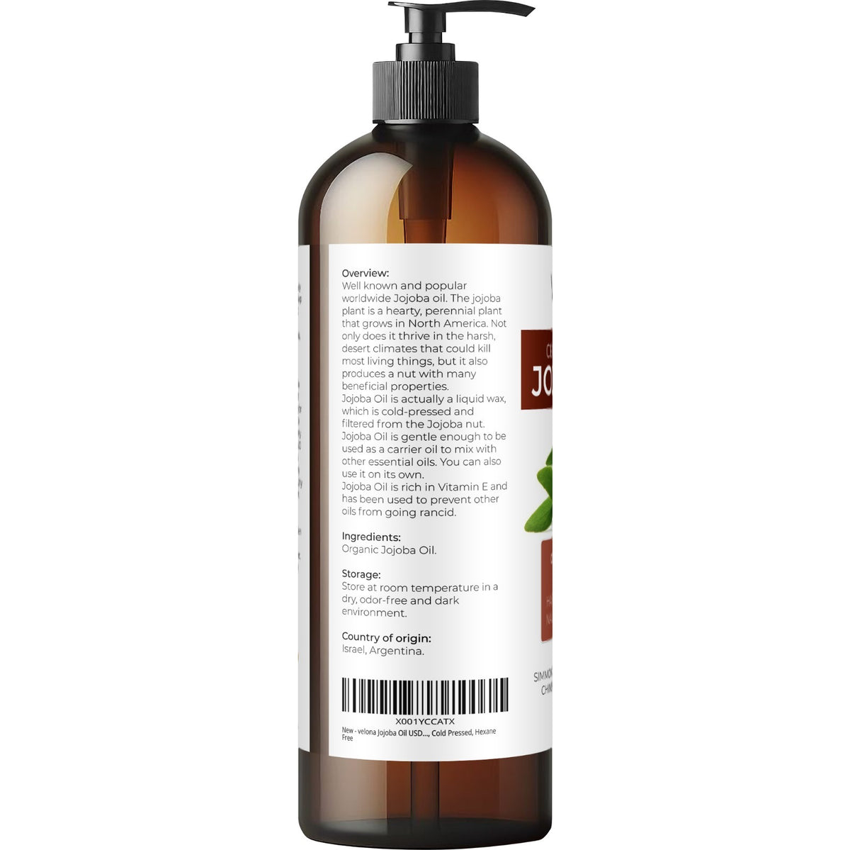 Organic Jojoba Oil - Cold Pressed, Unrefined, 16 Fl Oz - Hydrating Skin & Hair Treatment