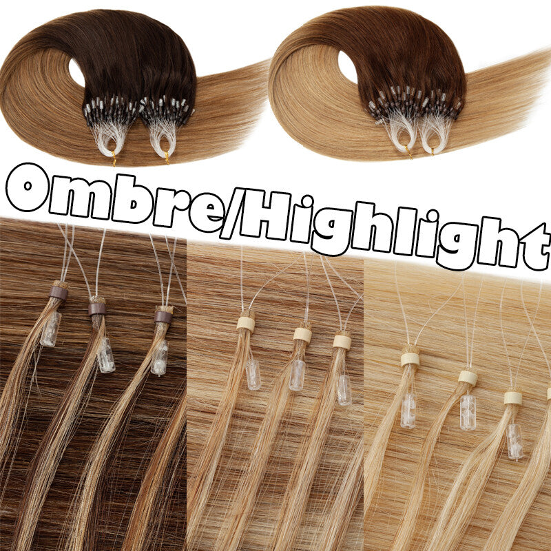 100% Real Remy Hair Extensions Micro Loop Ring Beads 100g/200 Strands