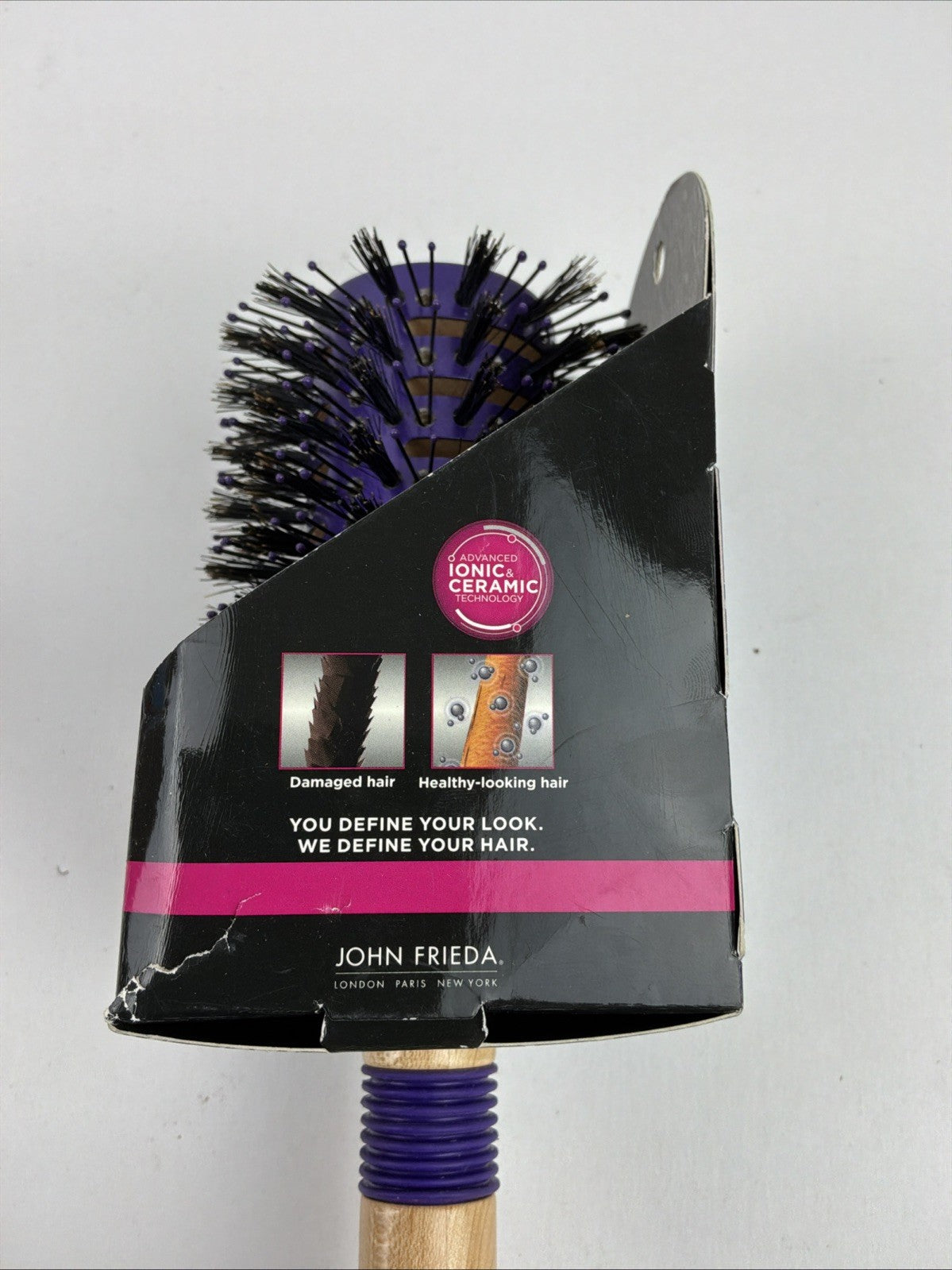 John Frieda Frizz Ease Round Boar Bristle Styling Brush - Vented, New