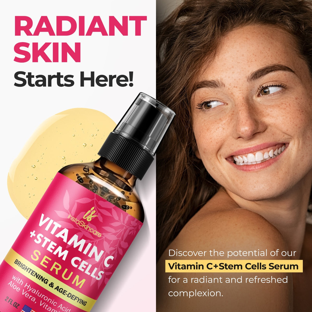 Vitamin C Face Serum for Brightening Hydration Anti-Aging Dark Spots 2oz